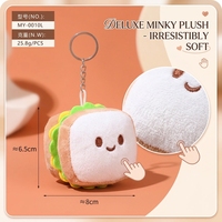 Porte-clés en peluche sandwich en gros, jouet en peluche alimentaire, breloque de sac en tissu Minky doux, personnalisé OEM ODM