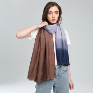 Color Block Ombre Scarf Women Vintage Gradient Two Tone <b>Shawl</b> <b>Wrap</b> Soft Warm Lightweight Long Scarves with Eyelash Fringe - Product Image 3