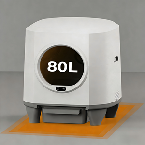 बड़े 80 एल स्मार्ट स्वचालित स्व-सफाई बिल्ली कूड़े बॉक्स पीपी सामग्री गोल शीर्ष रडार सेंसर बाएं घूर्णन टोफू मिट्टी - Product Image 6