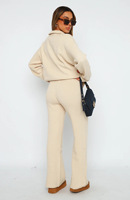 PASUXI 2026 Ensemble décontracté deux pièces pour femme : pantalon droit et haut zippé à manches longues en maille confortable