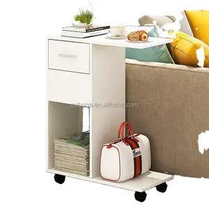 1 Drawer Side Table for Sofa Lounge or Bedside Caster Wheels Laptop Desk Coffee table Book Shelf
