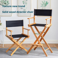Chaise pliante portable en bois massif Beech Director, fauteuil inclinable d'extérieur, chaise de maquillage, chaise de pratique de dessin, chaise d'extérieur, vente en gros