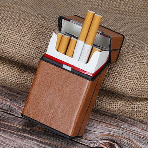 Classic 20Pcs 84Mm King Size Magnetic Switch Brown Pu Leather Segrat Smoking Box