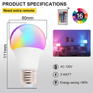 หลอดไฟอัจฉริยะ E27 E26 ควบคุมผ่านรีโมทไร้สาย ระบบอัตโนมัติบ้านอัจฉริยะ WiFi RGB LED - Product Image 3