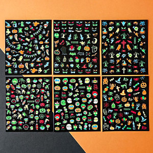 26 nouveaux autocollants pour ongles Xiaohongshu lumineux 3D de citrouille fantôme de lot mixte d'Halloween transfrontalier - Product Image 3