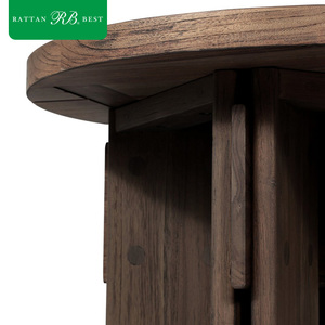 Table d'appoint ronde en teck massif foncé de luxe moderne <span class=keywords><strong>pour</strong></span> cour extérieure, <span class=keywords><strong>patio</strong></span>, ensemble de canapés - Product Image 6