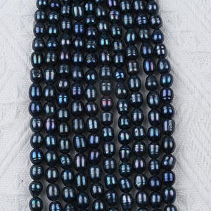 Perlas de Agua Dulce Naturales Hechas a Mano de Zhuji, 8-9 mm, Forma de Arroz Negro, Orificio Recto, Coloridas, para Manualidades, Perlas Sueltas - Product Image 1