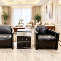 Ensemble de canapés en cuir véritable de style vintage loft industriel commercial pour mobilier d'hôtel et salon de cigares