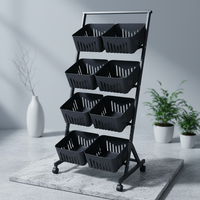 Étagère de rangement de cuisine en métal sur pied, multi-niveaux, mobile, pour collations, fruits et légumes, chariot de rangement, étagère d'organisation