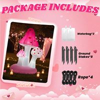 Champignon rose gonflable de 6 pieds pour la Saint-Valentin avec LED en forme de cœur, décoration romantique pour anniversaire, mariage, fête, décoration de jardin