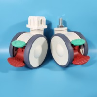 Roulettes médicales de 125 mm (5 pouces) avec plaque supérieure pour lits d'hôpital et mobilier médical