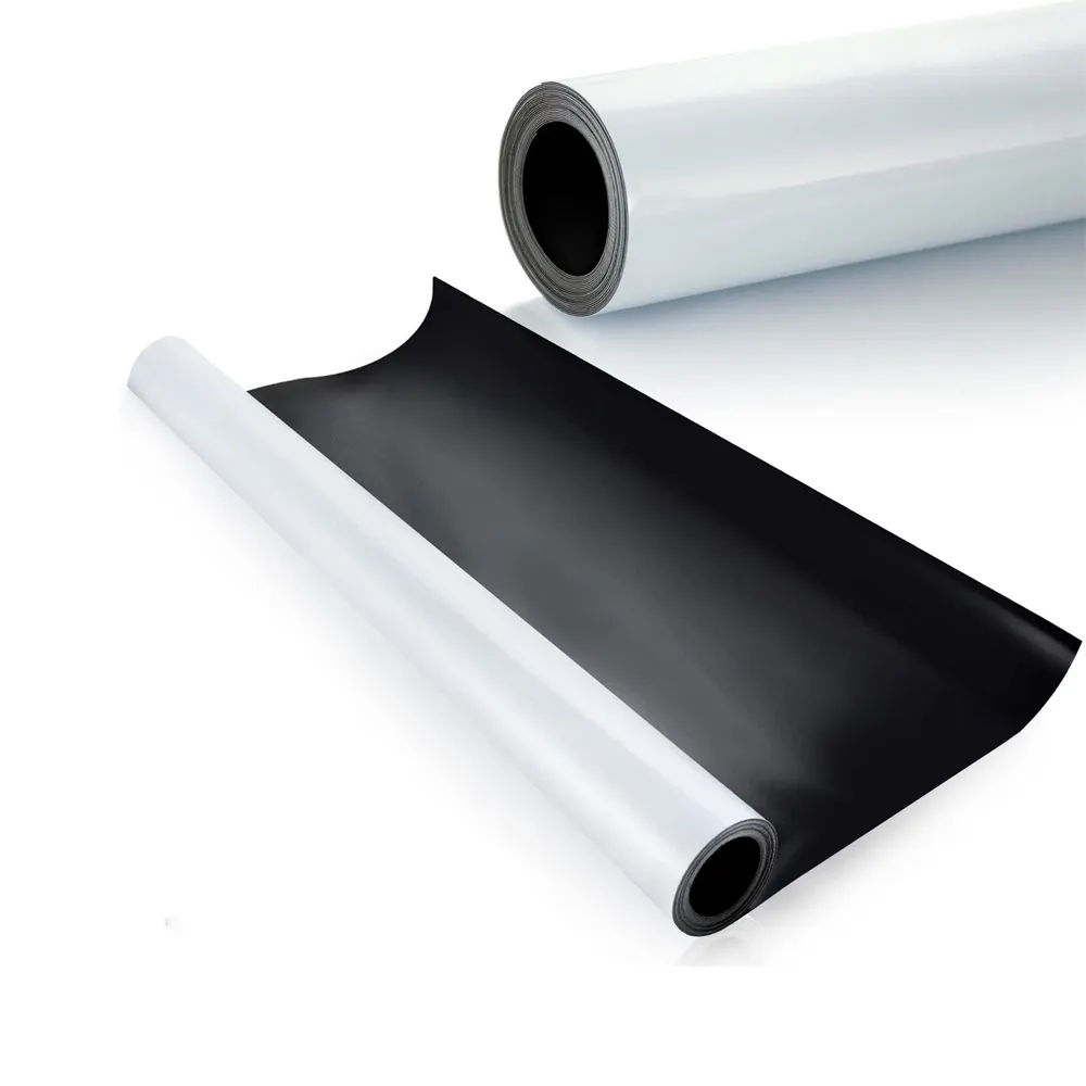 Large printable rubber magnet roll with white PVC