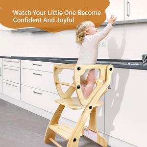 Tour d'apprentissage en bois au design moderne, pliable, tabouret d'aide pour <span class=keywords><strong>la</strong></span> cuisine pour les tout-petits et les enfants - Product Image 2