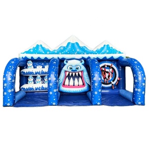 Stand de jeu gonflable 3 en 1 pour carnaval, <span class=keywords><strong>Jeux</strong></span> sportifs gonflables de lancer de hache et de fléchettes pour l'hiver et Noël - Product Image 1