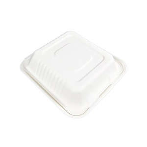 Fiambrera desechable grande de 8 pulgadas, caja de almuerzo con compartimiento de concha, caña de azúcar para retirar, papel de pulpa, contenedores de alimentos, embalaje - Product Image 4