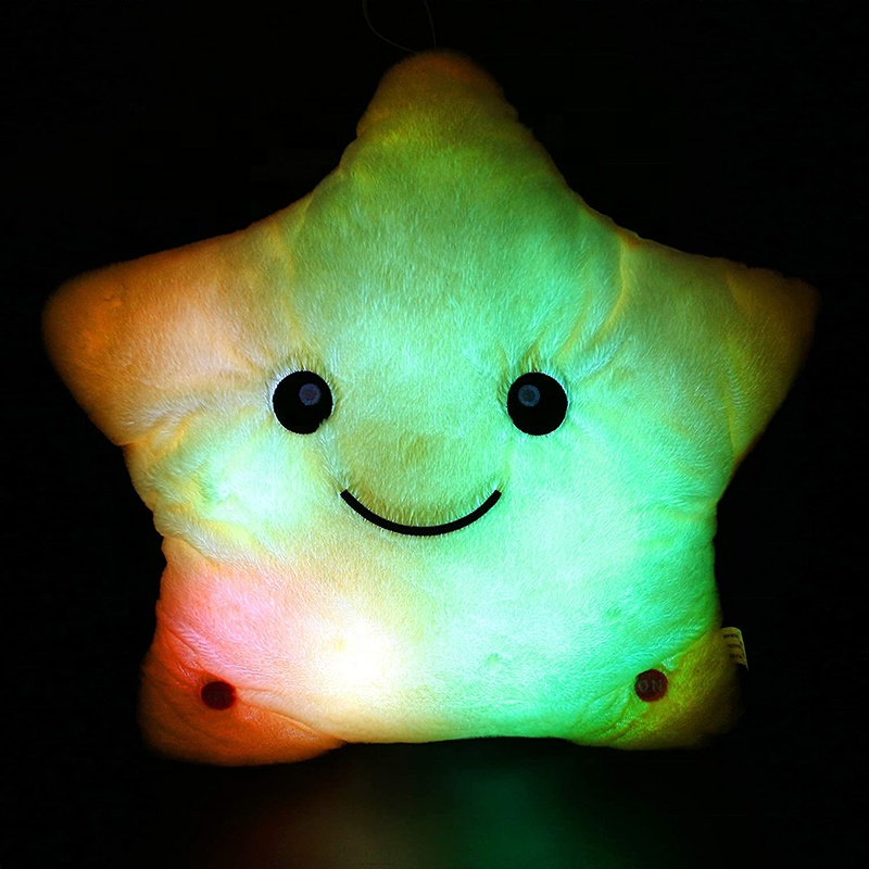 Soft Stuffed Plush Glowing Colorful Stars Pillow Cushion Led Light Toys Gift For Kids Children