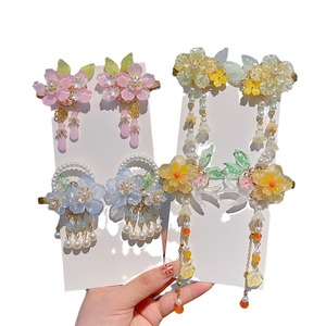 Pinzas para el pelo de aleación estilo chino para niñas, accesorio para disfraz Hanfu infantil, diadema con colgante de flor - Product Image 5