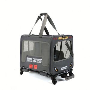 Luxury Portable Pet Carrier Airline Approved Foldable Oxford Stroller <b>with</b> <b>Wheels</b> Breathable Cats Handbag <b>Backpacks</b> for Pets - Product Image 1