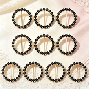 Boucles de foulard circulaires dorées en strass tendance pour hijab, châle et accessoires de cou - Product Image 3