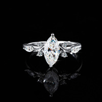 Prêt à expédier - Bague en argent sterling S925 avec moissanite taille marquise 1 carat VVS couleur D certifiée GRA pour femme - Bague de fiançailles et de demande en mariage