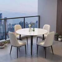 Table à manger ronde moderne et ensemble de 4 chaises, bureau de négociation en pierre frittée, chaise de réception, chaise de réunion, bureau, café, hôtel