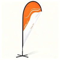 Drapeau plume portable personnalisé avec logo, avec ensemble de mât de 2,8 m et base en croix, idéal pour les activités promotionnelles, la formation et les événements thé.