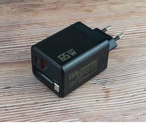 65W GaN Charger <b>with</b> Retractable Cable <b>USB</b> C US EU AU UK <b>Plugs</b> Wall Charger Block for All Phones - Product Image 3