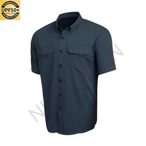 Camisa de Pesca Personalizada para Hombre, Protección Solar, Doble Bolsillo, Abertura Trasera, Manga Corta, Ropa de Trabajo Informal - Product Image 3