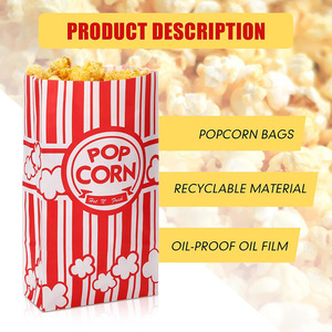 Bolsas de papel para palomitas de maíz, contenedor de palomitas de maíz rojo y blanco, funda desechable para palomitas de maíz para fiesta temática de películas <span class=keywords><strong>Retro</strong></span>, suministros de Carnaval - Product Image 3