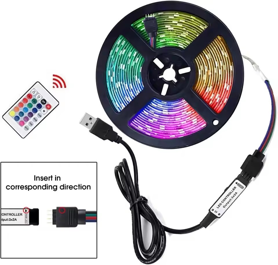 5V USB RGB LED Strip for TV Backlight Waterproof Flexible 5050 SMD with 24 Keys IR Remote Control Smart TV Lighting