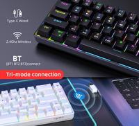 Keyboard Mekanik Nirkabel Gaming Compact HXSJ V800 68-Key 3-mode USB-C Ergonomis dengan Lampu Latar RGB untuk Laptop Mac PC