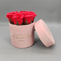 Boîte cadeau ronde en carton recyclé rose de luxe avec revêtement mat/UV, boîte d'emballage personnalisable avec couvercle