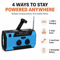 Radio de Emergencia Portátil AM FM NOAA con Manivela Solar, Banco de Energía de 5000mAh, Linterna LED, Alarma SOS, para Tormentas y Huracanes