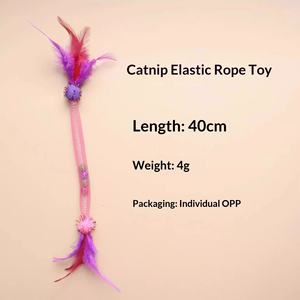 Giocattolo per Gatti con Corda Elastica, Pallina con Erba Gatta e Piume, per Gattini e Piccoli Animali, Prodotti per Animali Domestici - Product Image 4