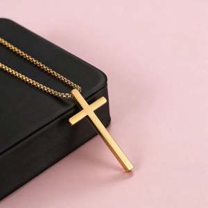 Collar de Acero Inoxidable Pulido Simple de Varios Tamaños, Collar Cristiano con Cruz de Jesús para Mujer, Negro, para Hombre - Product Image 6