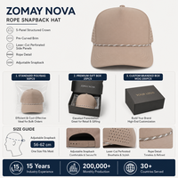Casquette Snapback personnalisée en corde, 5 panneaux, découpée au laser, respirante, visière incurvée, réglable, pour le golf et le streetwear, vente en gros, OEM, faible MOQ