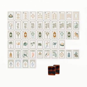 Juego de Mahjong de Lujo Estilo Botánico Americano de 160 Piezas con Diseño de Loto y Patrón de Caparazón de Tortuga, Acrílico Duradero para Niños - Product Image 1