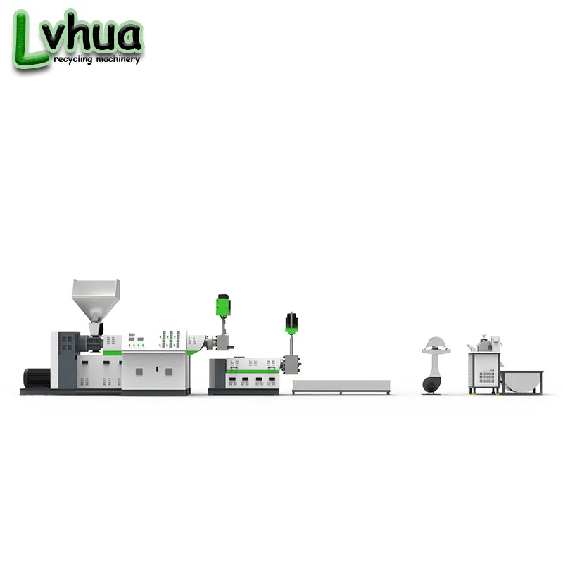 Lvhuaシングルスクリューフレークプラスチック廃棄物リサイクル造粒機リサイクルHDPE/LDPE/PPペレタイジング押出機生産ライン