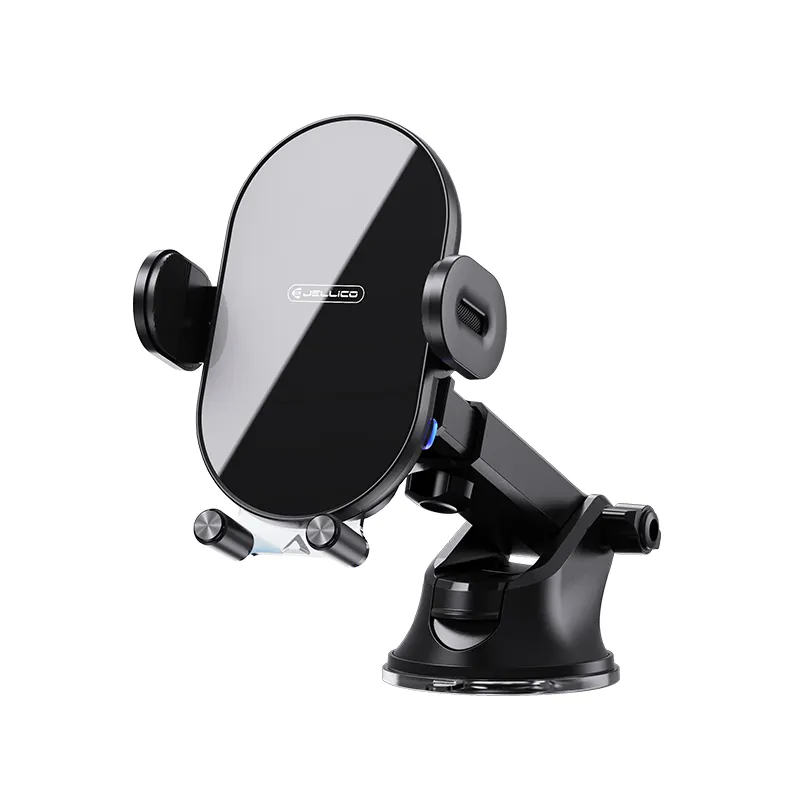 New Suction Cup Mechanical Support Phone Holder 15W Wireless Charger Car Phone Holder