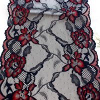 Pita renda elastis lebar 23cm, dua warna hitam emas, motif bunga, untuk kostum karnaval, panggung, etnik, DIY, grosir