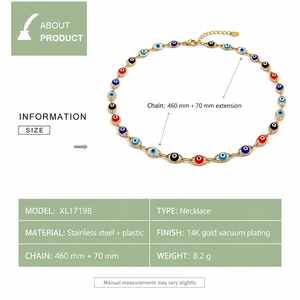 Collar con Eslabones Multicolor, Acero Inoxidable, Plástico, Bañado en Oro de 14K al Vacío, Cadena Ajustable - Product Image 2