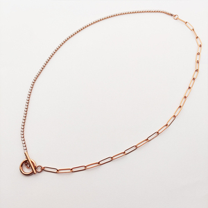 Paperclip-collar <span class=keywords><strong>De</strong></span> cadena <span class=keywords><strong>De</strong></span> tenis con empalme, gargantilla <span class=keywords><strong>De</strong></span> acero inoxidable, hecho a mano - Product Image 5