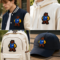 Meilleures ventes : Grandes écussons personnalisés en chenille avec logo, brodés, motifs animaux (ours), thermocollants pour vêtements