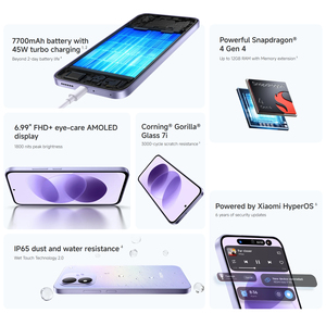 Teléfono Móvil <span class=keywords><strong>REDMI</strong></span> <span class=keywords><strong>Note</strong></span> 17 5G Original, 8+256GB, Snapdragon 4 Gen 4, Pantalla AMOLED de 6.99'', 7700mAh, <span class=keywords><strong>Carga</strong></span> Turbo de 45W, BT5.1, IP65, 50MP, NFC, IA - Product Image 2