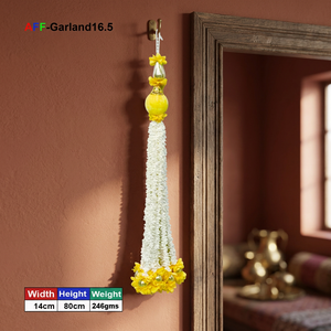 ดอกไม้ประดิษฐ์ ลดาโมกรา สีเหลือง ทำด้วยมือจากพลาสติก พวงมาลัยแขวน รุ่น AFF-Garland-16.5 ของตกแต่งภายนอก ราคา - Product Image 3
