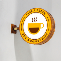 Boîte à lumière publicitaire LED ronde personnalisée en acier inoxydable acrylique Boîte à enseigne LED étanche pour l'extérieur Enseigne de magasin double face