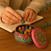 Bougie artisanale écologique de qualité supérieure, emballée dans une boîte en métal, pour la méditation, la purification de l'air, la décoration de la maison, la chambre à coucher, le bureau
