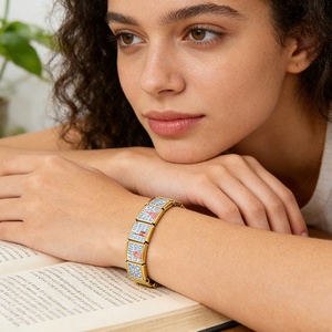 Wholesale Italian Charm Bracelet Landmark-pattern DIY Puzzle Bracelet Charm Link Stainless Steel Bracelet Women Men Jewelry Gift - Product Image 3