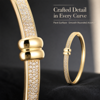 OUGEPHELI Bracelet jonc rigide en argent S925 avec moissanite, plaqué or, serti pavé, bijoux fins pour femme, vente en gros