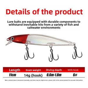 Leurre dur ABS 11cm 14g, Leurre Minnow Laser à longue portée, Leurre de pêche Minnow holographique 10 couleurs avec hameçons - Product Image 4